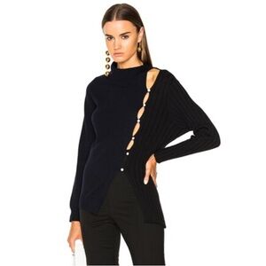 Jacquemus Navy and Black Asymmetric Cut Out Sweater Sz 42